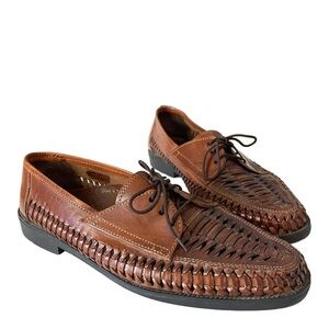 Brook Hollow Men’s Woven Leather Shies Brown Sz 11